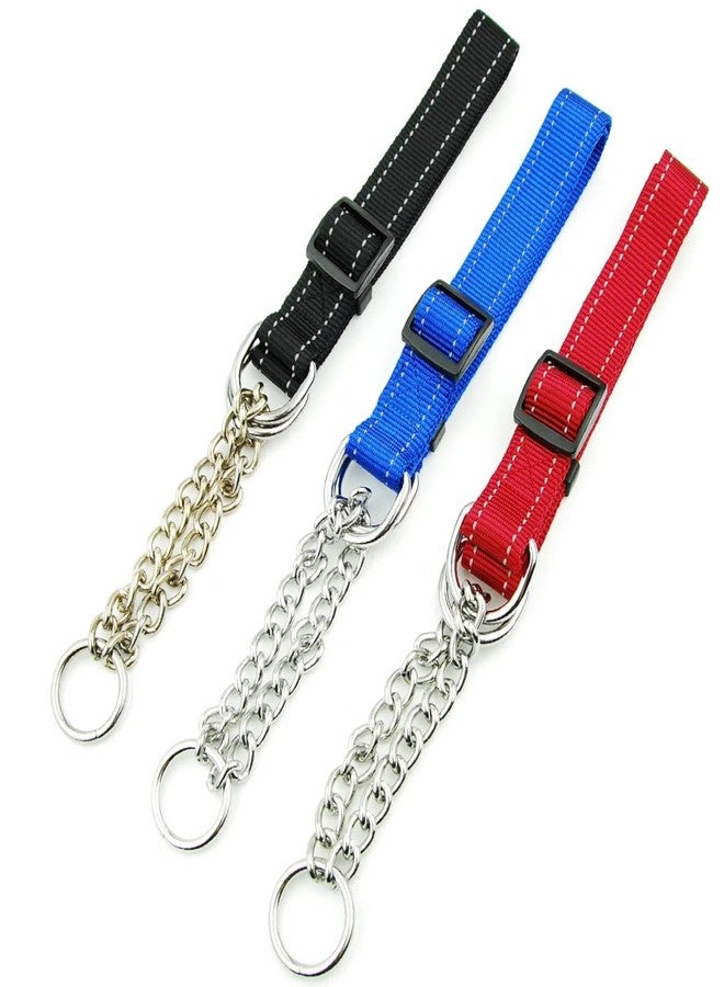 RoverPets طوق مارتينجال عاكس من النايلون للكلاب من روفر بيتس | تصميم نصف خانق قابل للتعديل من 18 إلى 26 بوصة مع سلسلة من الفولاذ المقاوم للصدأ | طوق تدريب آمن للكلاب متوسطة الحجم (أزرق) - Image 4